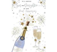 Kingfisher Pearl Anniversary Card for Son and Daughter in Law, Champagne Design, 15 x 23 cm