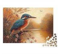 Kingfisher Puzzle 1000 Piece Autumn by The Lake Decoration Puzzle for Adults And Kids Gift High Difficulty Game Educational Games 1000pcs (75x50cm)