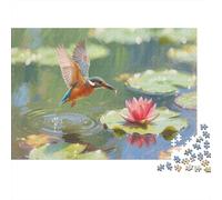 Kingfisher Puzzle 1000 Piece Lotus Flower Children's Toys for Adults And Kids Gift High Difficulty Game Challenging Puzzles 1000pcs (75x50cm)