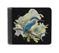 Kingfisher Sits on Branch Classic Mens Wallets Women Slim Bifold Wallet Card Holder for Front Pocket