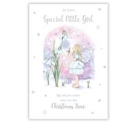 Kingfisher Special Little Girl Card, Single - Christmas Cards with a Girly Fairy and Snowdrops Design and Special Finish - Eco-Friendly Xmas Card with Envelope