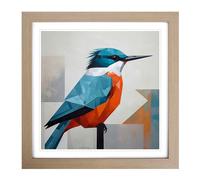 Kingfisher Suprematism No.1 Framed Print | 18x18 Inch Oak Framed Wall Art | Ready to Hang | Modern Historical Picture | Living Room Bedroom Lounge Office