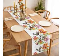 Kingfisher Table Runner 13x36 inch Bird Flower Cotton Linen Dining Table Runner Ideal for Dresser Kitchen Coffee Tables - Machine Washable