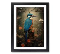 Kingfisher Victorian No.2 Framed Print | A2 Black Framed Wall Art | Ready to Hang | Victorian Nature Picture | Living Room Bedroom Lounge Office