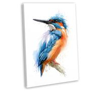 Kingfisher Watercolour Canvas Print Wall Art - British Birds Picture