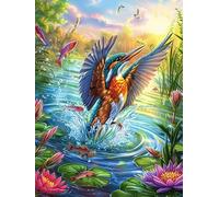 Kingfisher with A Hibiscus Flower 500 Piece Jigsaw Puzzle Pack Wildlife Pet Teens Beginners Cognitive Development Puzzle Fans Group Play Anniversary Premium Cardboard 500 PCS