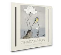 Kingfisher With Lotus Flower By Ohara Koson Canvas Print | Gallery Wrapped 30mm Frame Wall Art | 20x20 inches | Ready to Hang | Asian Floral Picture | Living Room Bedroom Lounge Office