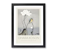 Kingfisher With Lotus Flower By Ohara Koson Exhibition Museum Asian Japanese Framed Print | A4 Black Framed Wall Art | Ready to Hang | Asian Floral Picture | Living Room Bedroom Lounge Office