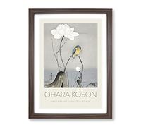 Kingfisher With Lotus Flower By Ohara Koson Exhibition Museum Asian Japanese Framed Wall Art Print, Ready to Hang Picture for Living Room Bedroom Home Office Décor, Walnut A4 (34 x 25 cm)