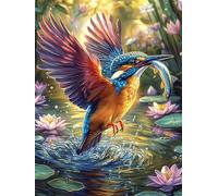 Kingfisher with Spread Wings by A Waterfall 1000 Piece Jigsaw Puzzle for All Ages Scenery Science Fiction Jigsaw House Party Entertainment Family Game Whimsical Design for Any Occasion 100