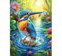 Kingfisher with Spread Wings by A Waterfall 500 Piece Count Premium Jigsaw Puzzle Wildlife Pet Teen Fans 14-18 Yrs Concentration Training Leisure Adventure Valentines Gift Premium Cardboard 500 PCS