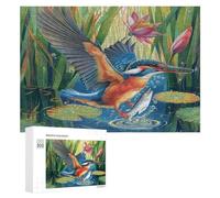 Kingfisher300Pc Jigsaw Puzzles Adults Kids Pet Bird Jigsaws Family Road Trip Activity Vibrant Whimsical Design Great Gift Travelers 300 PCS