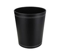 KINGFOM? Classic Leather Waste Bin, Creative Waste Paper Basket, Storage Bin for Office, Home and High Class Hotel (Black)
