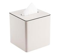 KINGFOM Cube Tissue Box Cover, Decorative Tissue Box Holder for Home, Office, Car - Stylish PU Leather Tissue Boxs for Desk or Vanity (White, Square)