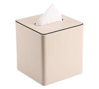 KINGFOM Cube Tissue Box Cover, Decorative Tissue Box Holder for Home, Office, Car - Stylish PU Leather Tissue Boxs for Desk or Vanity (Beige, Square)