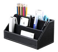 KINGFOM Office Desk Organiser Tidy Stationery Organizer Storage Box, Pen/Pencil,Cell Phone, Business Name Cards, Note Paper, Remote Control Holder Organizer (Black)