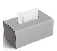 KINGFOM Tissue Box Cover, Decorative Tissue Box Holder for Home, Office, Car - Stylish PU Leather Tissue Boxs for Desk or Vanity (Gray, Rectangle)