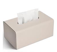 KINGFOM Tissue Box Cover, Decorative Tissue Box Holder for Home, Office, Car - Stylish PU Leather Tissue Boxs for Desk or Vanity (Beige, Rectangle)