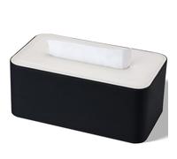 KINGFOM Tissue Box Cover PU Leather Rectangle Tissue Box Holder for Home or Office (C-Black)