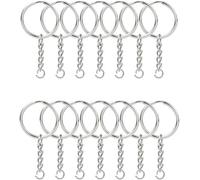 KINGFOREST 200PCS Split Key Ring with Chain 1 inch and Jump Rings,Split Key Ring with Chain Silver Color Metal Split Key Chain Ring Parts with Open Jump Ring and Connector.