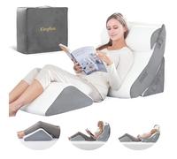 Kingfun 4pcs Orthopedic Bed Wedge Pillow Set for Post Surgery, Memory Foam for Sleeping, Adjustable Leg, Back and Arm Support, Sitting Up and Rest Pillow with Travel Bag