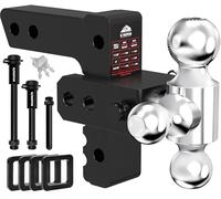 Kingfun Adjustable Trailer Hitch - Drop Hitch 2.5 Inch Receiver, 6 Inch Drop/Rise Tow Hitch, Tri Ball (1-7/8" & 2" & 2-5/16" Balls), 18500 Lbs Gtw, Aluminum Heavy Duty Hitch with Anti-Theft Pins