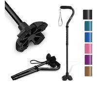 KINGGEAR Adjustable Cane for Men & Women - Lightweight & Sturdy Offset Walking Stick - Mobility Aid for Elderly, Seniors & Handicap Black