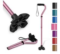 KINGGEAR F1 Walking Stick, Walking Cane for Women & Men with Wrist Strap, Lightweight & Sturdy Offset EVA Handle, Large Quad Base, Self Standing for Seniors and People with Injuries & Recovery