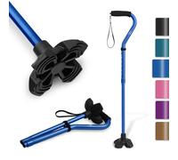 KINGGEAR F1 Walking Stick, Walking Cane for Women & Men with Wrist Strap, Lightweight & Sturdy Offset EVA Handle, Large Quad Base, Self Standing for Seniors and People with Injuries & Recovery