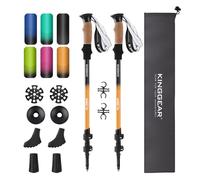 KINGGEAR Nordic Walking Stick, TP1 Hiking Poles Retractable Lightweight 7075 Aluminum, Trekking Poles with Flip Lock, Natural Cork and EVA Grip, 2pc Hiking Gear