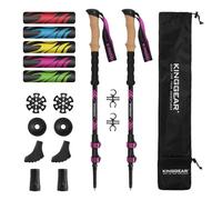 KINGGEAR TPC 100% Carbon Fiber Hiking Poles, Telescopic Retractable Nordic Trekking Poles, Ultra Lightweight Nordic Walking Stick, Metal Flip Locks, Cork and Extended EVA Handle