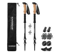 KINGGEAR TPC-3K 100% Carbon Fiber Trekking Poles for Hiking - Ultralight Collapsible Hiking Poles with Cork & EVA Foam Grips, Adjustable Metal Flip Locks, Tungsten Tips - Ideal Hiking