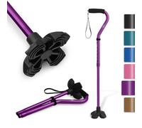 KINGGEAR Walking Cane for Women & Men, Lightweight & Sturdy Offset Walking Stick, Walking cane with Autonomous Standing, Large Quad Base Cane for Seniors, Walking Crutches for People with Leg Injuries