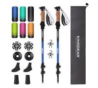 KINGGEAR Walking Stick for Hiking - Adjustable Quick Flip Lock Trekking Poles, Collapsible, Lightweight 7075 Aluminum, Natural Anti-Sweat Cork Grips, All Terrains