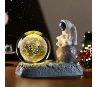 KINGGOO 3D Crystal Ball Space Pattern Kids Night Light Astronaut Base Galactic LED Lamp Solar System Modern Bedroom Decoration(Fashion)