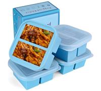 Kinggrand Kitchen 1 Cup Silicone Freezer Molds Silicone Freezer Tray with Lid 4 Pack Soup Freezer Containers Make 8 Soups, Broths, Stews, Sauces, Curries