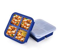 Kinggrand Kitchen 1-Cup Silicone Freezer Tray with Lid - 2 Pack - Make 8 Perfect 1-Cup Portions - Easy Release Molds for Food Storage & Freeze Soup, Broth, Stew or Sauce