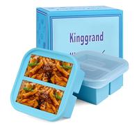 Kinggrand Kitchen 1-Cup Silicone Freezer Tray with Lid 2 Pack Soup Freezer molds Food Freezing Container Make 4 Perfect Soups, Broths, Stews, Sauces, Curries