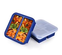 Kinggrand Kitchen 2-Cup Silicone Freezer Tray with Lid - 2 Pack - Make 4 Perfect 2-Cup Portions - Easy Release Molds for Food Storage & Freeze Soup, Broth, Stew or Sauce