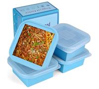 Kinggrand Kitchen 2 Cup Silicone Freezer Trays with Lid 4 Pack Silicone Freezer Molds Soup Freezer containers Make 4 Perfect Soups, Broths, Stews, Sauces, Curries