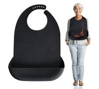 Kinggrand Kitchen Adult Bibs for Men, Women, Elderly- Silicone Adult Bib for Eating - Washable Bibs with Crumb Catcher (Black)