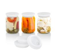 Kinggrand Kitchen Fermentation Lids Silicone Waterless Airlock Fermenting Lids for Regular Mason Jars For Making Pickled and Fermented Probiotic Foods 3 Pack (Jars Not Included) (White)