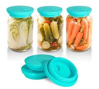 Kinggrand Kitchen Fermentation Lids Silicone Waterless Airlock Fermenting Lids for Regular Mason Jars For Making Pickled and Fermented Probiotic Foods 3 Pack (Jars Not Included) (Mint)