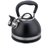 Kinghoff KH-1858 1.8 L Stainless Steel Whistling Kettle Induction Small Whistling Kettle Tea Kettle with Folding Handle Kettle for All Hobs Matte Black