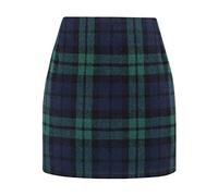 Kinghua Womens Wool Plaid Mini Skirt Fall Winter High Waisted Bodycon Pencil Skirt, Green, Medium