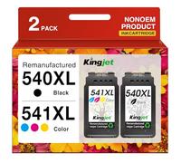 KINGJET 540XL 541XL Twin Pack Replacement for Canon 540 and 541 Ink Cartridges PG540 Black CL541 Colour for Canon Pixma MG3650S MG3650 MG3600 TS5150 TS5151 TS5100 M3100 MG3150 MG3500 MG4250 MX475