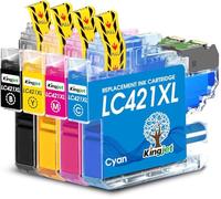 KINGJET LC421XL Ink Cartridges Compatible for Brother LC421 LC421XL for Brother MFCJ1010DW DCP J1050DW MFC J1010DW DCP J1140DW DCP-J1050DW DCP-J1140DW MFC-J1010DW DCP-J1800DW, 4 Pack