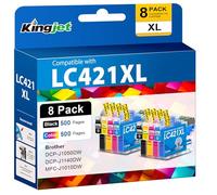 KINGJET LC421XL Ink Cartridges Replacement for Brother LC421 LC-421XL VAL Multipack Compatible with Brother DCP J1050DW MFC J1010DW DCP-J1050DW DCP-J1140DW MFC-J1010DW DCP-J1800DW (8-Pack)