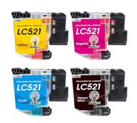 KINGJET LC521 Ink Cartridges Replacement for Brother LC521 LC-521 LC521VAL Ink Multipack for Brother DCP-J1260W DCP-J1310DW DCP-J1313DW DCP-J1360DW DCP-J1460DW Printer (Black Cyan Magenta Yellow)