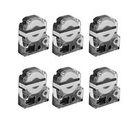 KingJim Pack of 6 12 mm Label Maker Black on White Tape